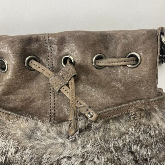 OLIVIA HARRIS Baby Ball Fur Drawstring Shoulder Bag with Chain Strap - Picture 4 of 13